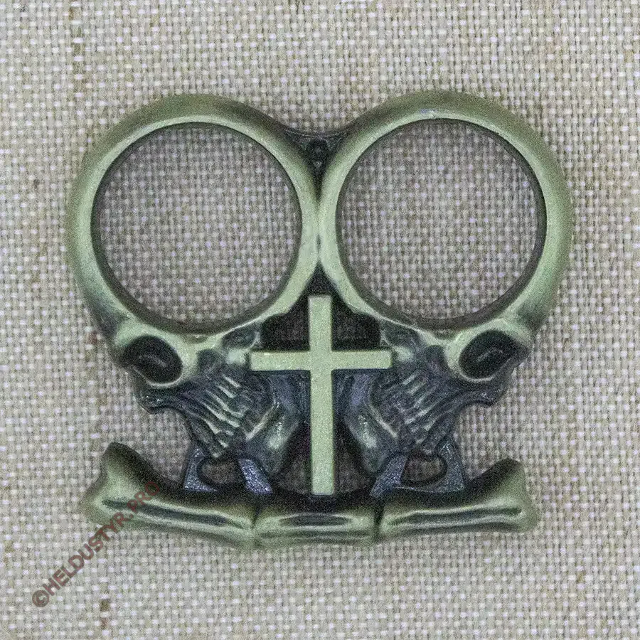 Кастет Крест Черепа металл зеленый