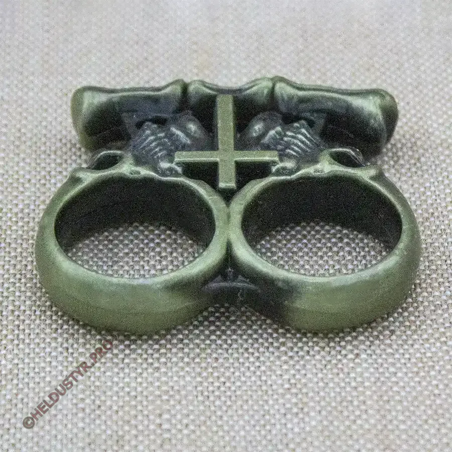 Кастет Крест Черепа металл зеленый — изображение 3